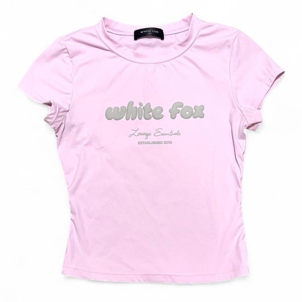 White Fox Shirt Pink Baby‎ Tee Size Small Preppy Loungewear